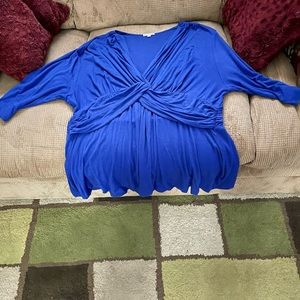 Size 3 (22/24) Kiyonna Caycee Twist Front Empire Waist Top, Royal Blue